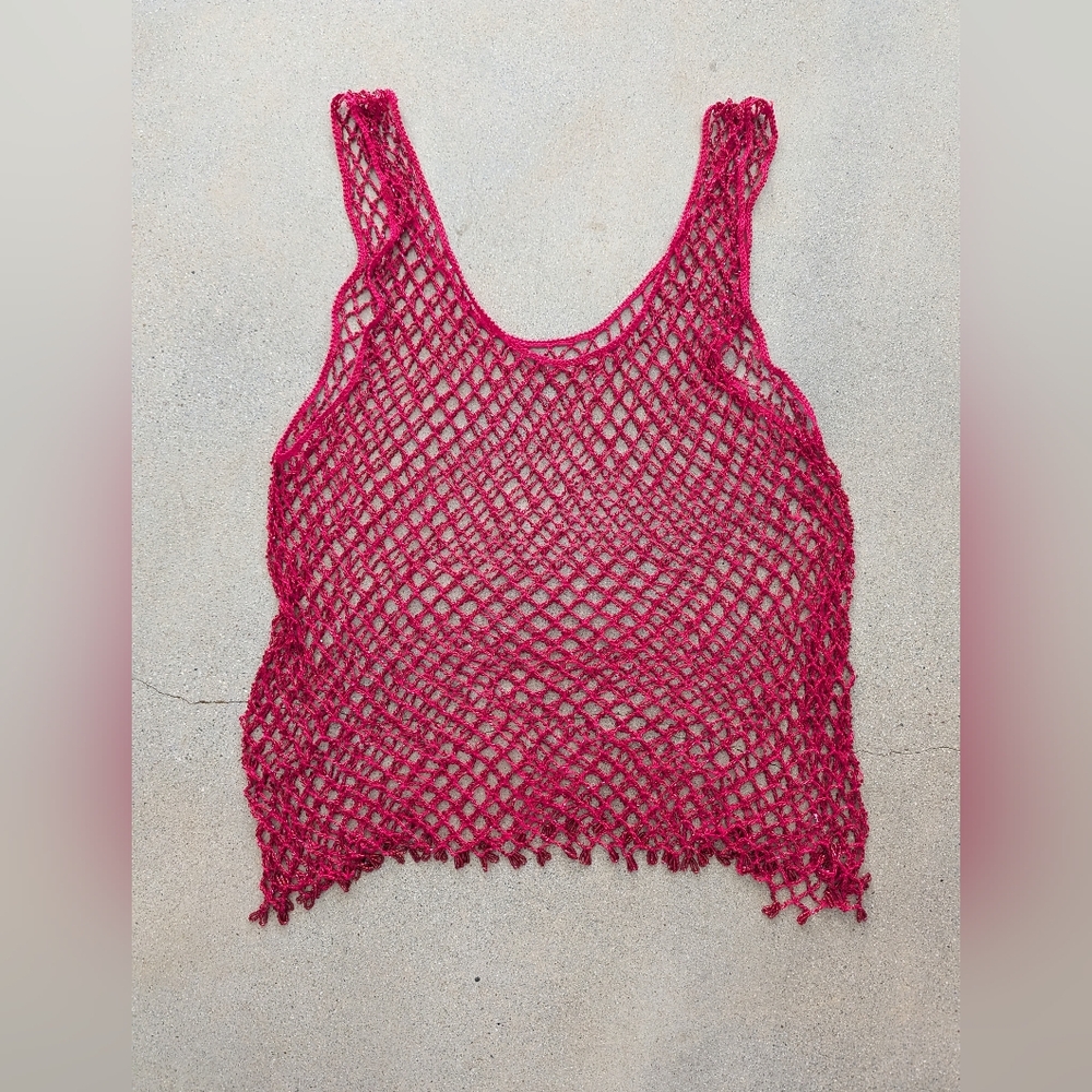 Free People Pink Crochet Tank Top